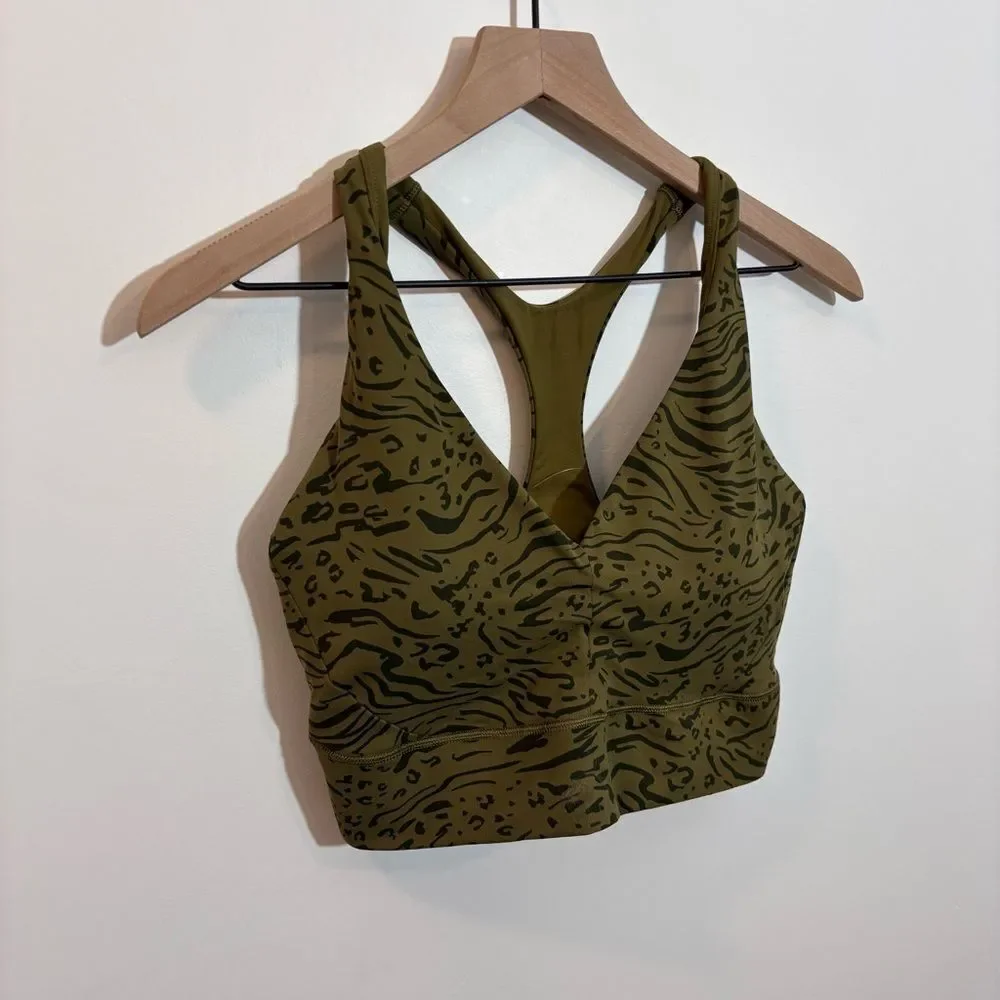 Athleta Transcend Plunge Bra NEW with tags Size Large D/DD Nina Animal Olive - Picture 6 of 14